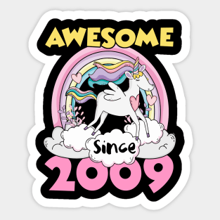 Cute Awesome Unicorn 2009 Funny Gift Pink Sticker